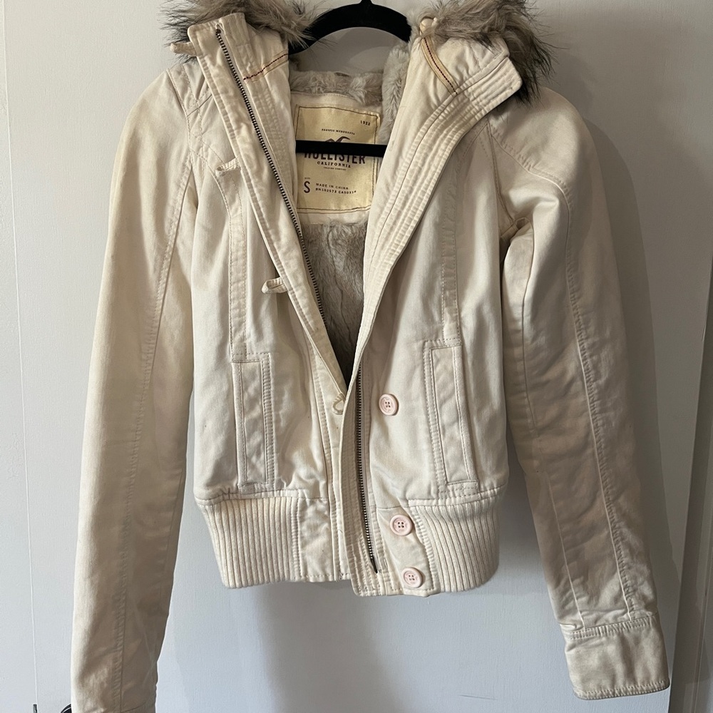 Hollister Cream Utility Jacket Lightweight Cotton